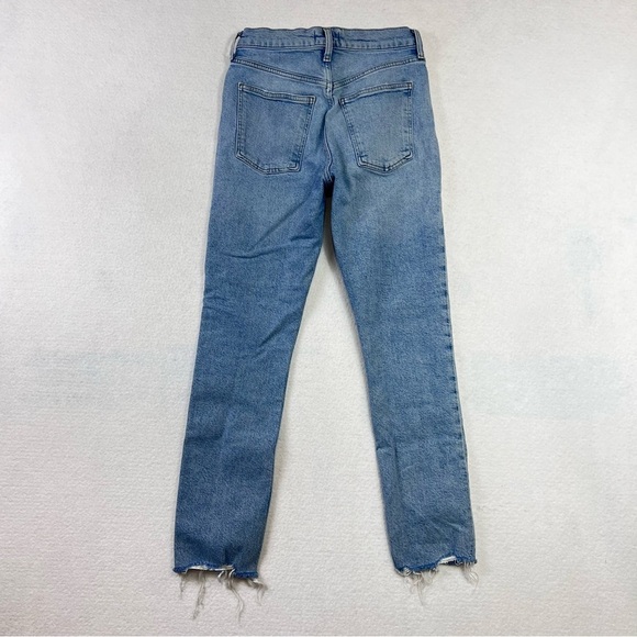 Agolde Jeans “Merrel” 25 Blue Slim Straight Leg Raw Hem Mid Rise Womens - Picture 2 of 12